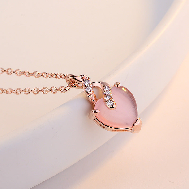 Heart-Shaped Pink Crystal Necklace