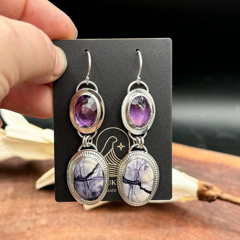 Retro Geometric Enamel Earrings