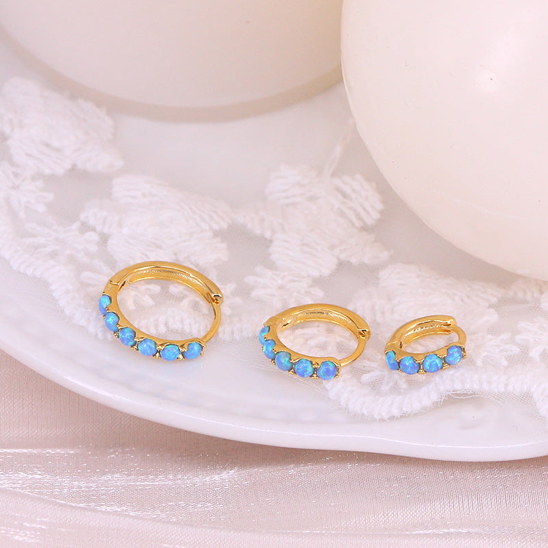 Opal Diamond Silver Earrings