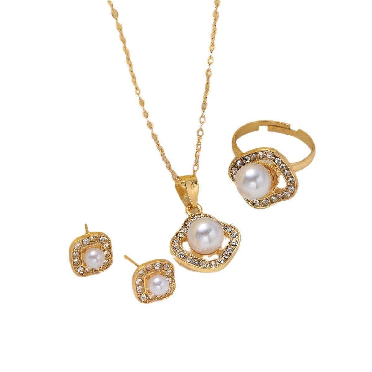 Elegant Rhinestone Pearl Necklace