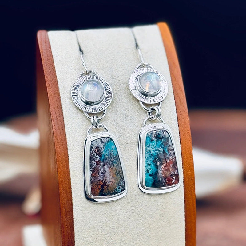 Retro Geometric Enamel Earrings