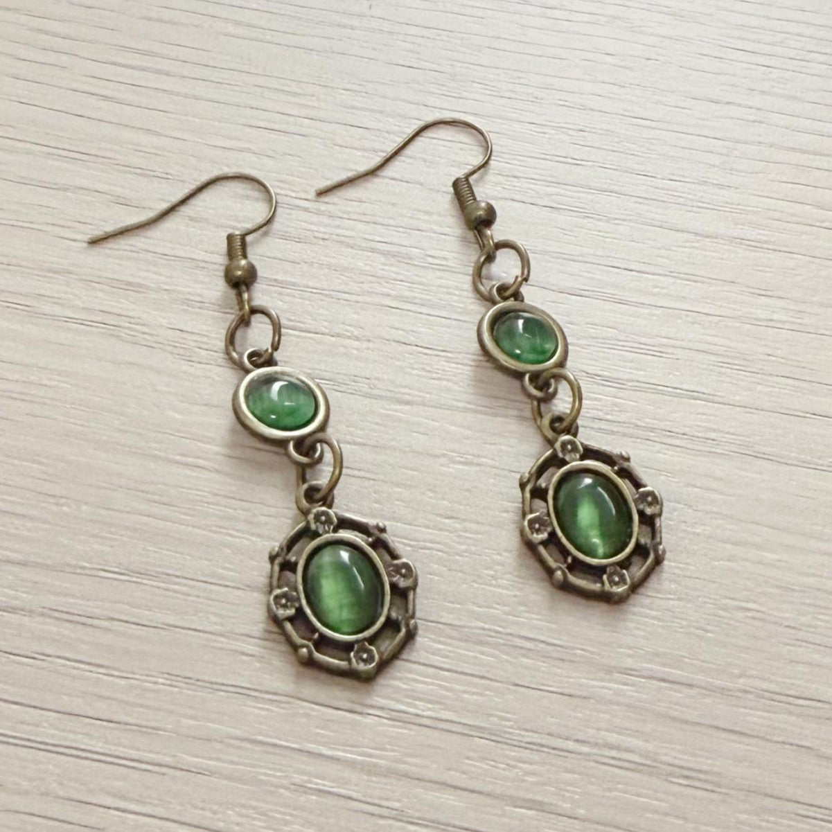 Ancient Gray Jade Pendant Earrings