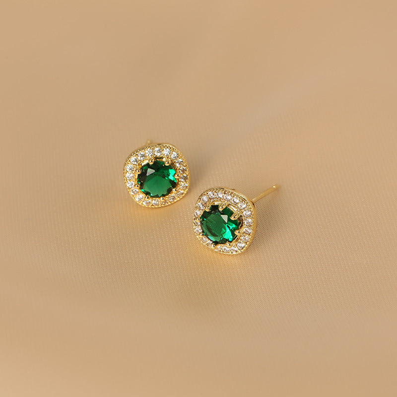 Vintage Emerald All-Match Earrings
