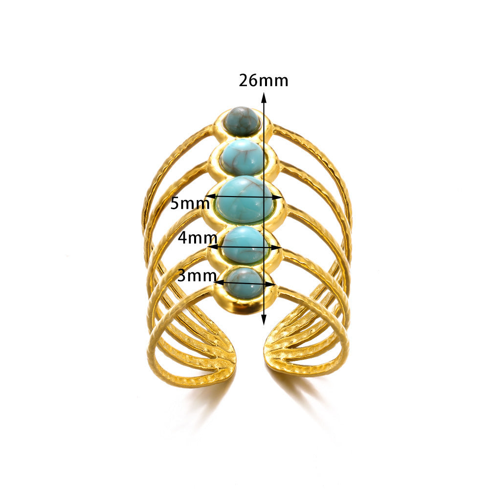 Turquoise Inlaid Multi-layer Ring