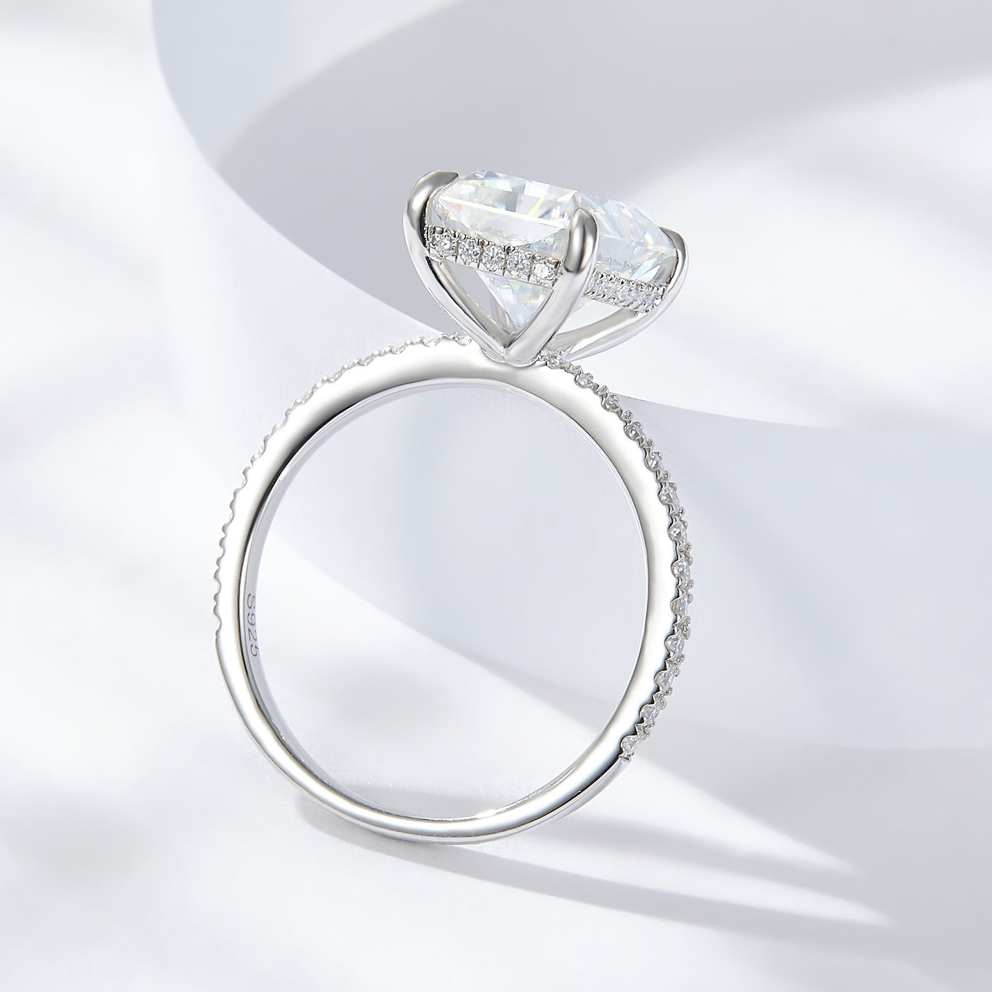 Radiant Moissanite Silver Ring
