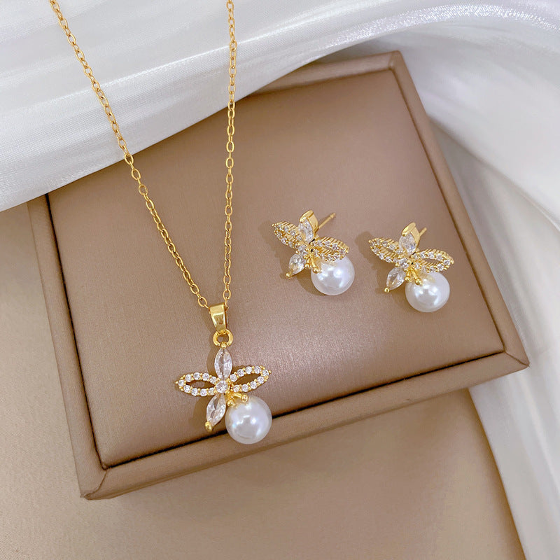 Titanium Steel Diamond Jewelry Set