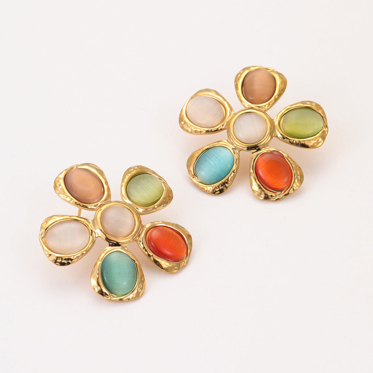 Colorful Opal Flower Earrings