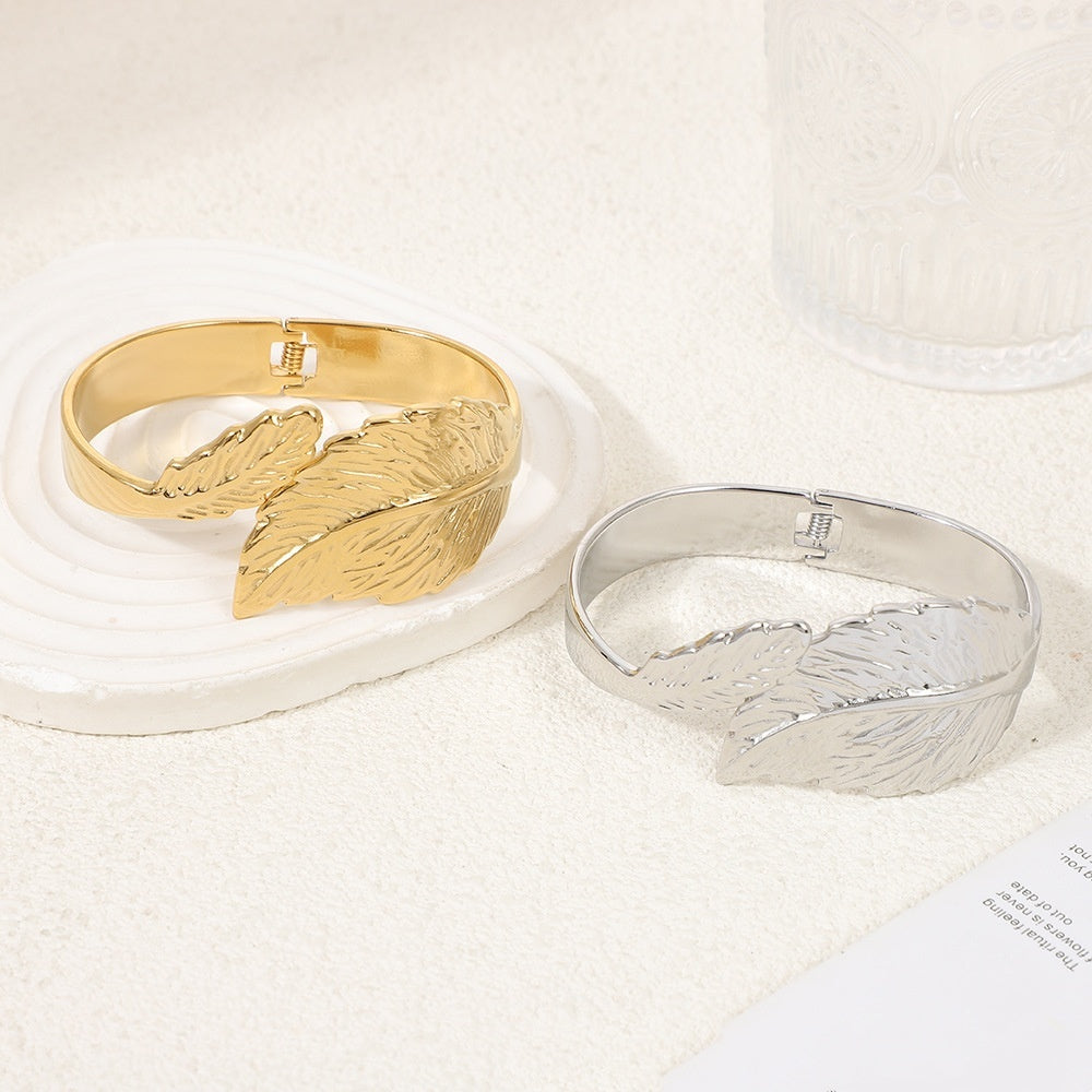 Elegant Leaf Titanium Bracelet