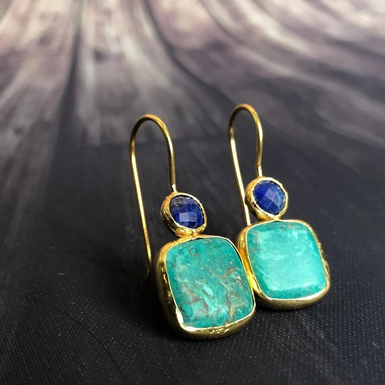 Turquoise Geometric Square Earrings
