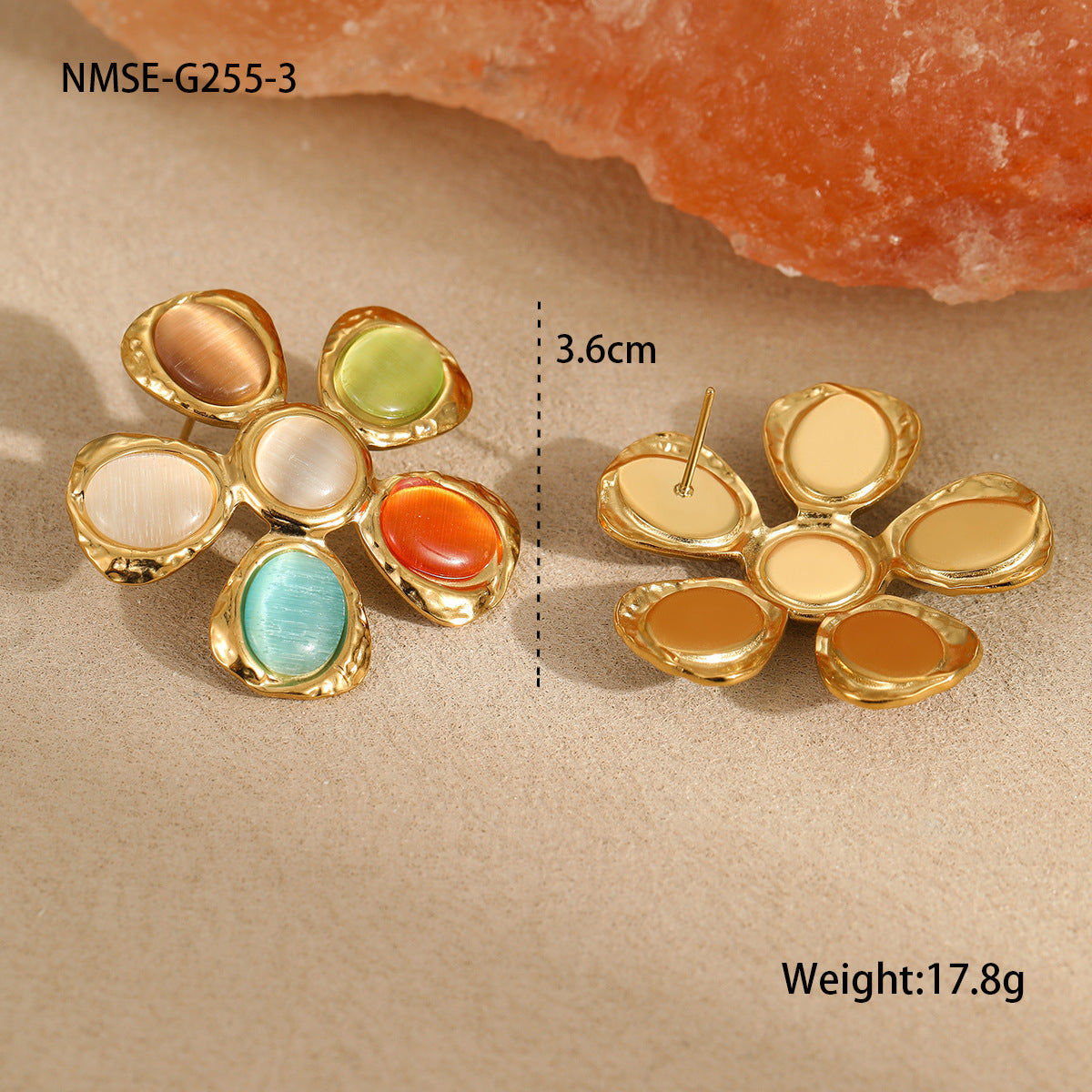 Colorful Opal Flower Earrings
