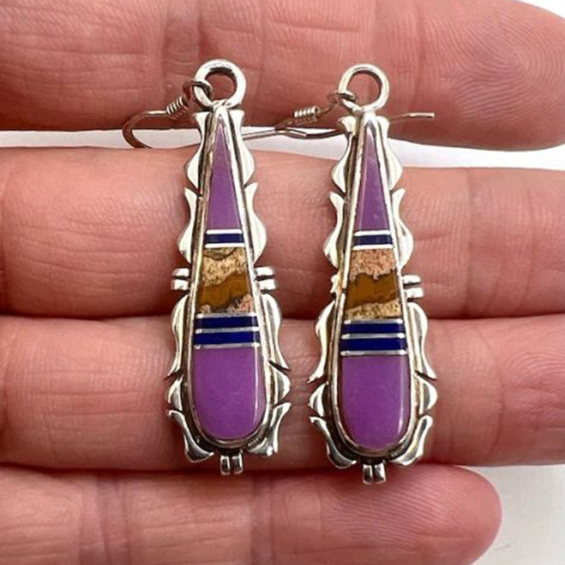 Retro Geometric Enamel Earrings
