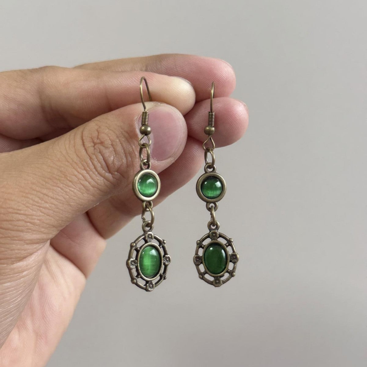 Ancient Gray Jade Pendant Earrings
