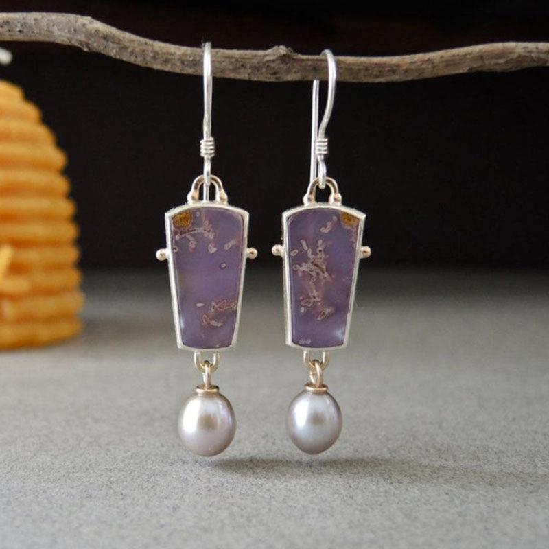 Retro Geometric Enamel Earrings