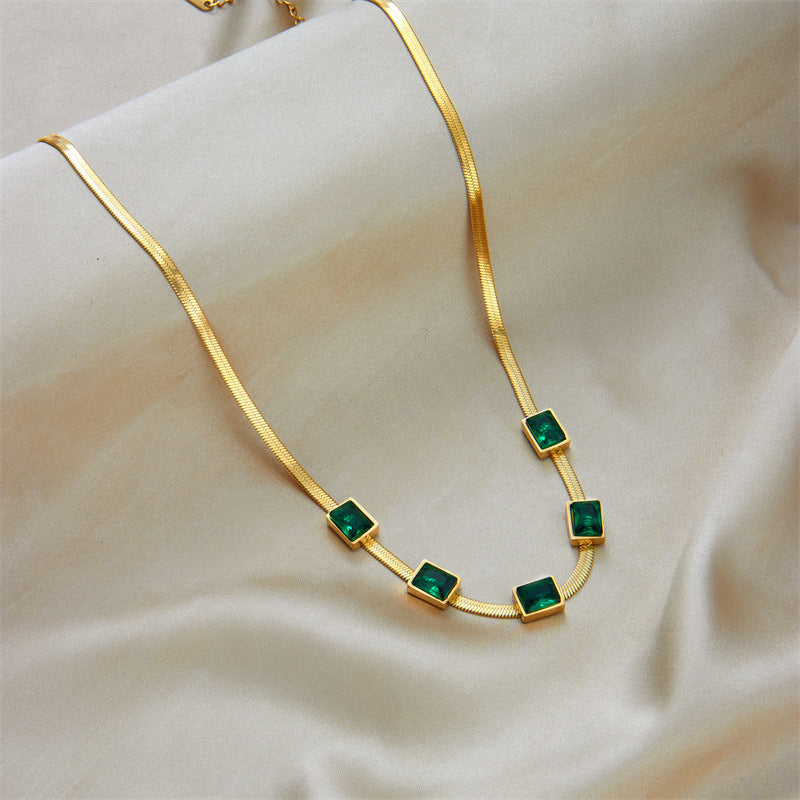 Elegant Green Zircon Necklace Set