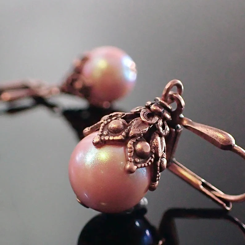 Vintage Pearl Inlaid Earrings
