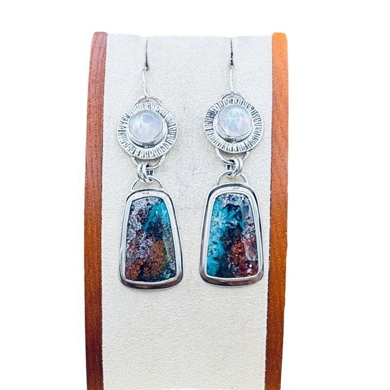 Retro Geometric Enamel Earrings