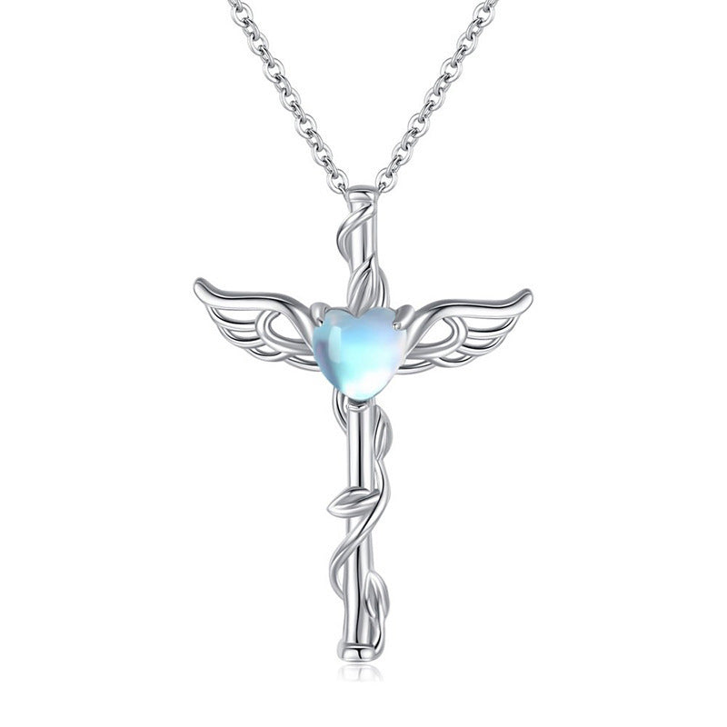 Heart Wings Moonstone Necklace