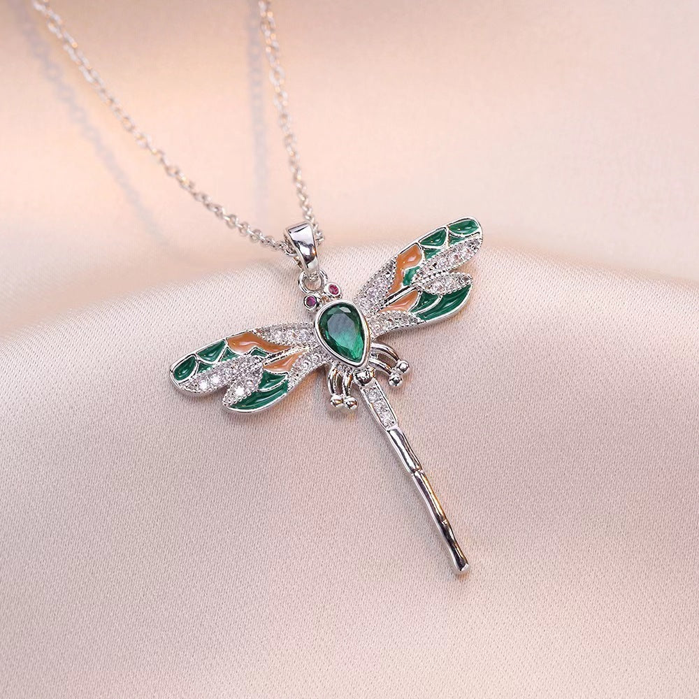 Colorful Dragonfly Pendant Necklace