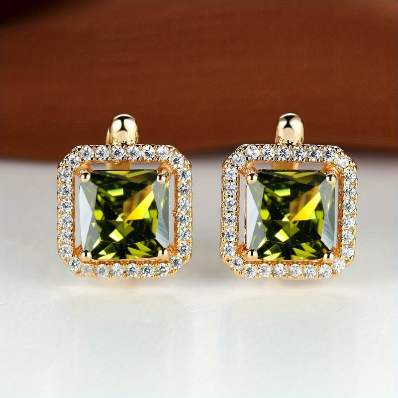 Platinum Diamond Square Stud Earrings
