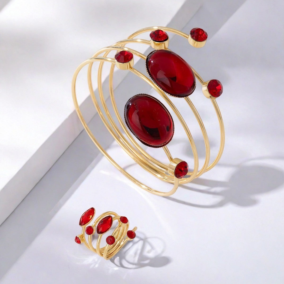Elegant Rhinestone Bracelet and Ring Set