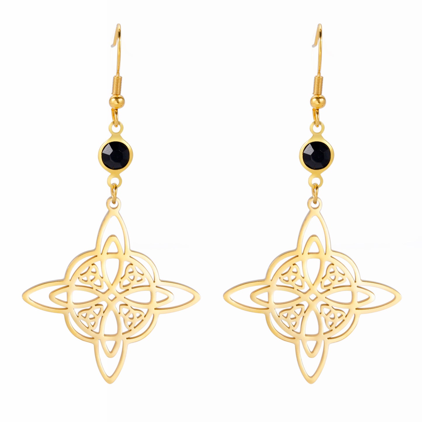 Black Crystal Knot Earrings