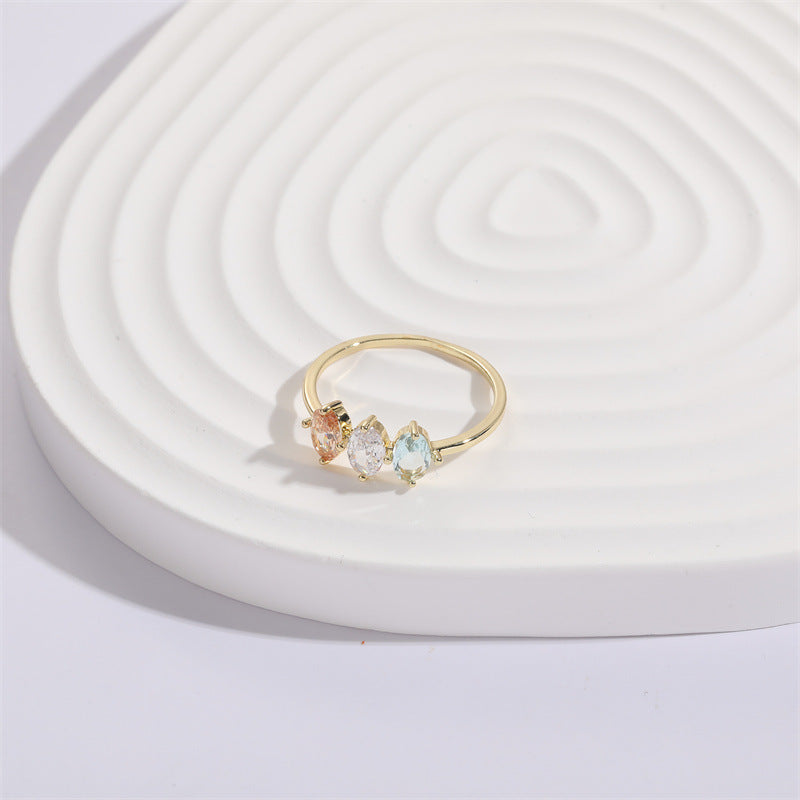 Tricolor Zircon Horse Eye Ring