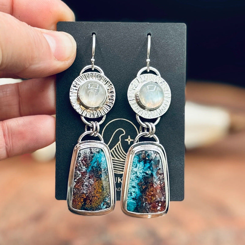 Retro Geometric Enamel Earrings