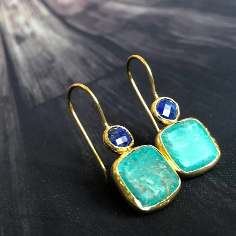 Turquoise Geometric Square Earrings