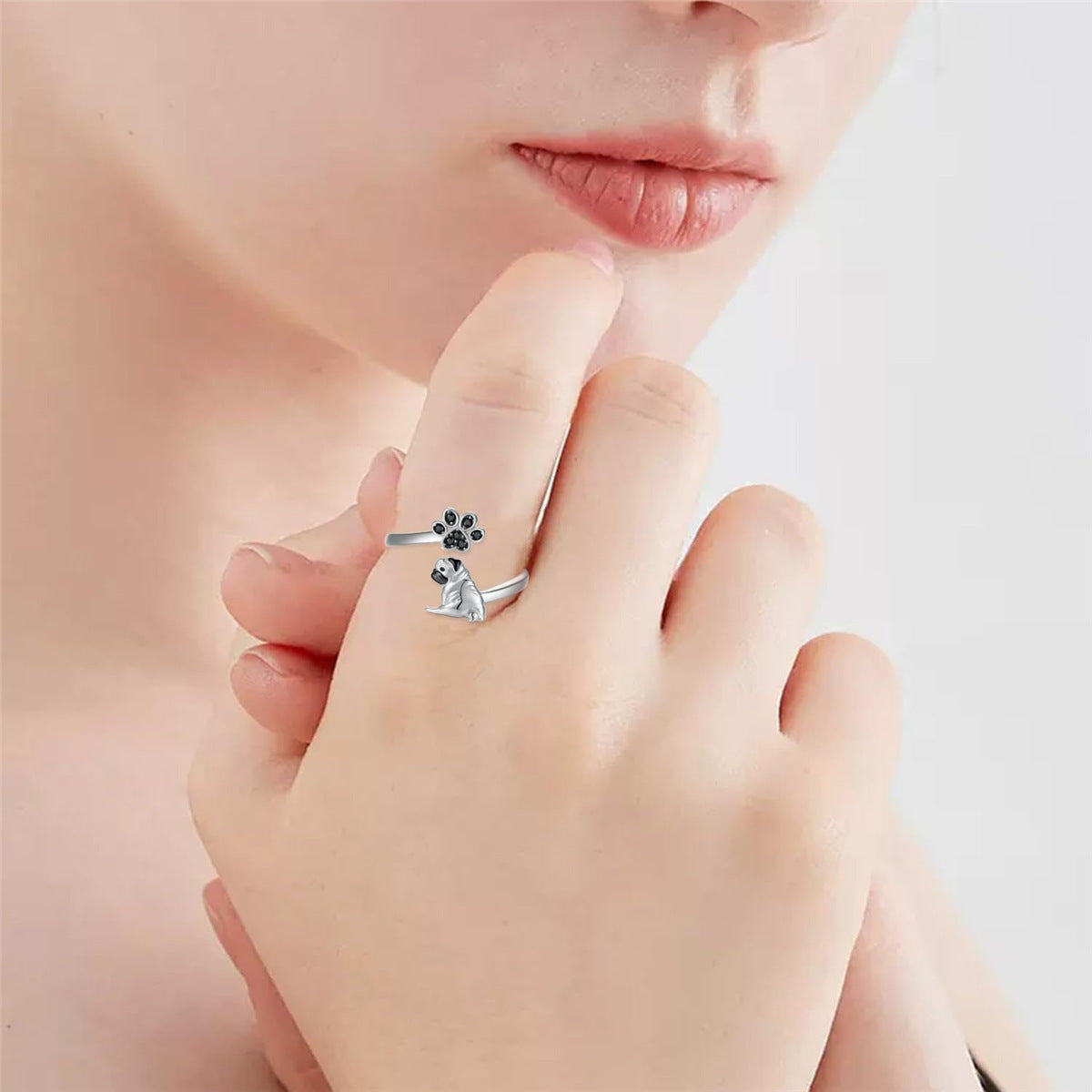 Elegant Adjustable Pug Ring