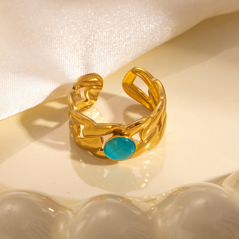 Elegant Titanium Gold Plated Ring