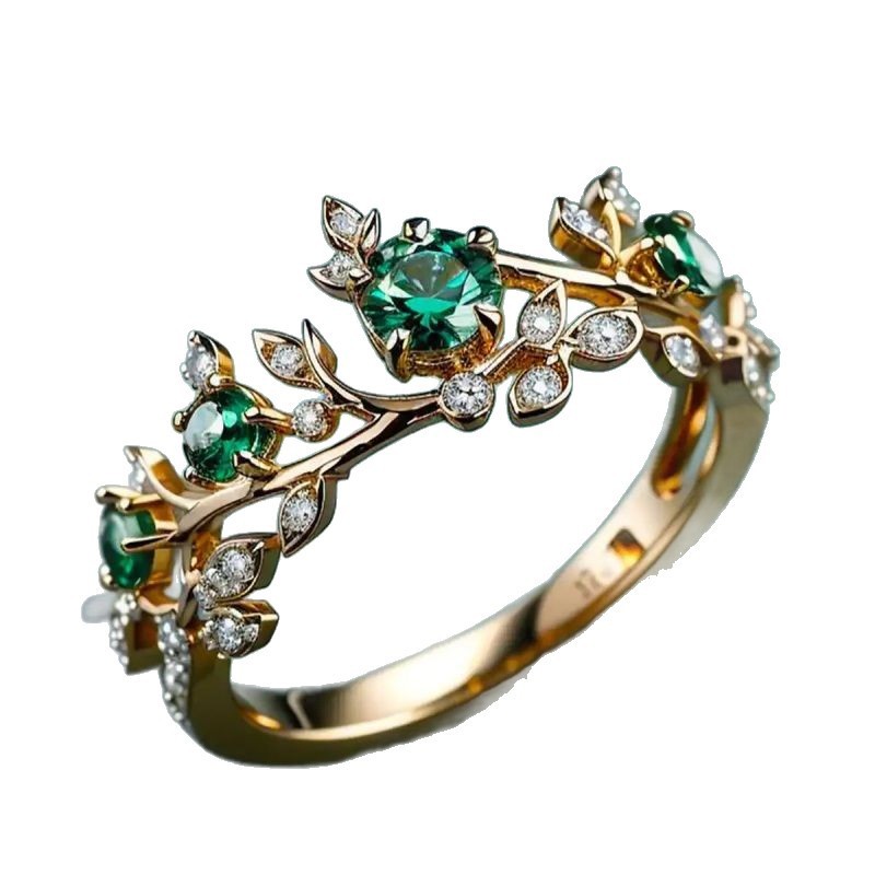 Geometric Gold Zircon Luxury Ring