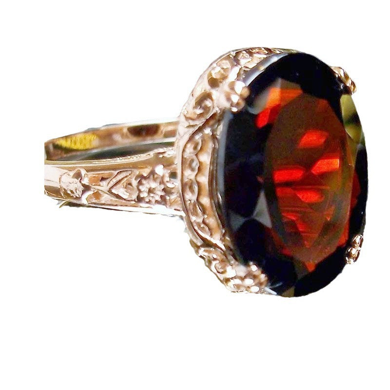 Court Retro Red Zircon Ring