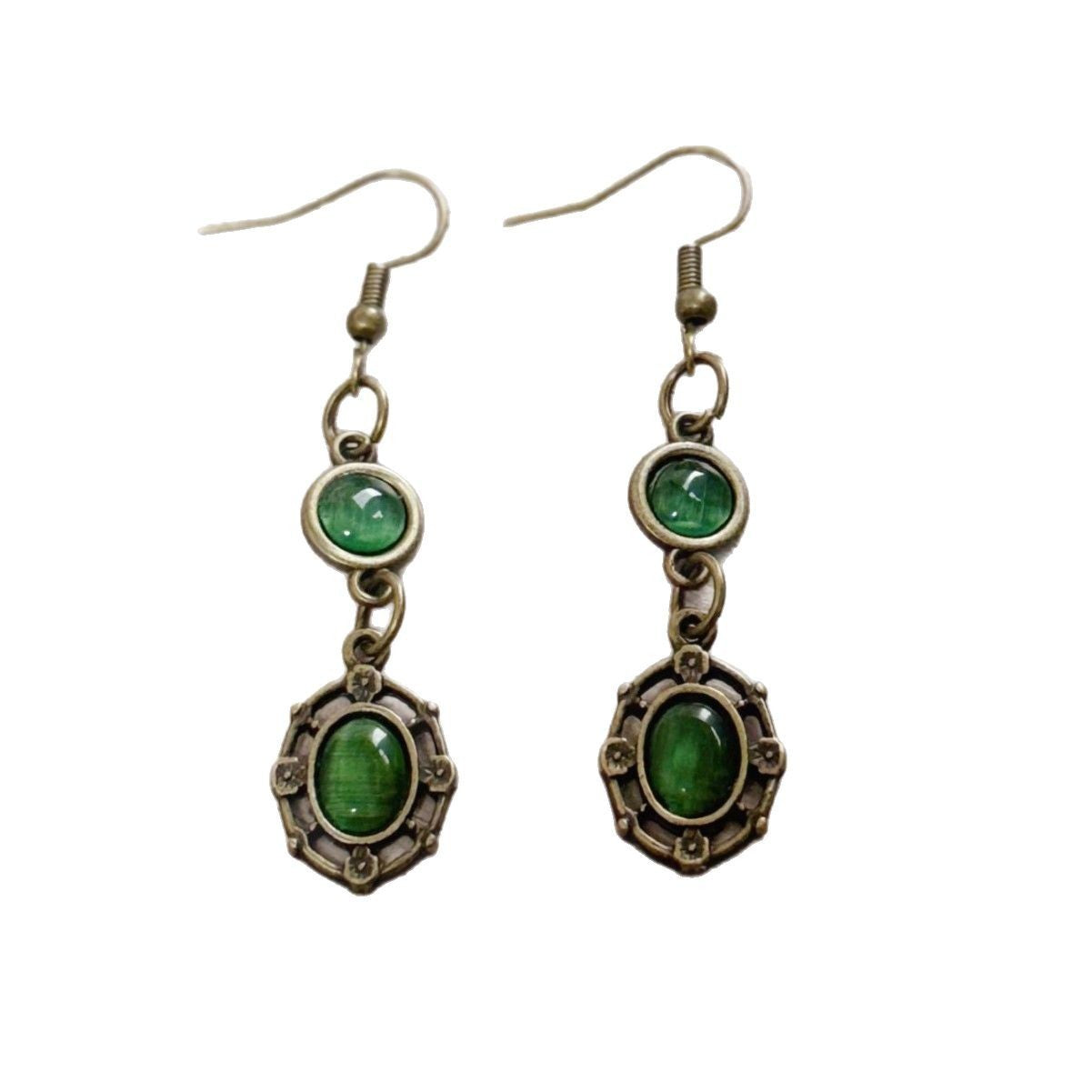 Ancient Gray Jade Pendant Earrings
