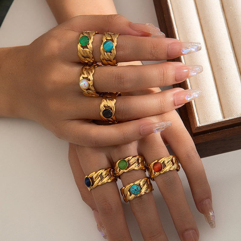 Elegant Titanium Gold Plated Ring