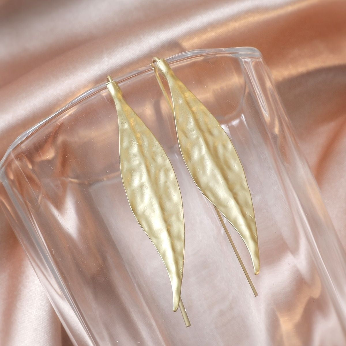 Leaf Design Earrings in Matte Gold
