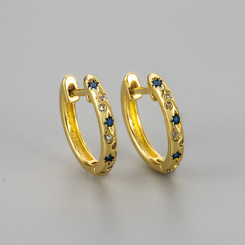 Elegant Blue Zircon Star Earrings
