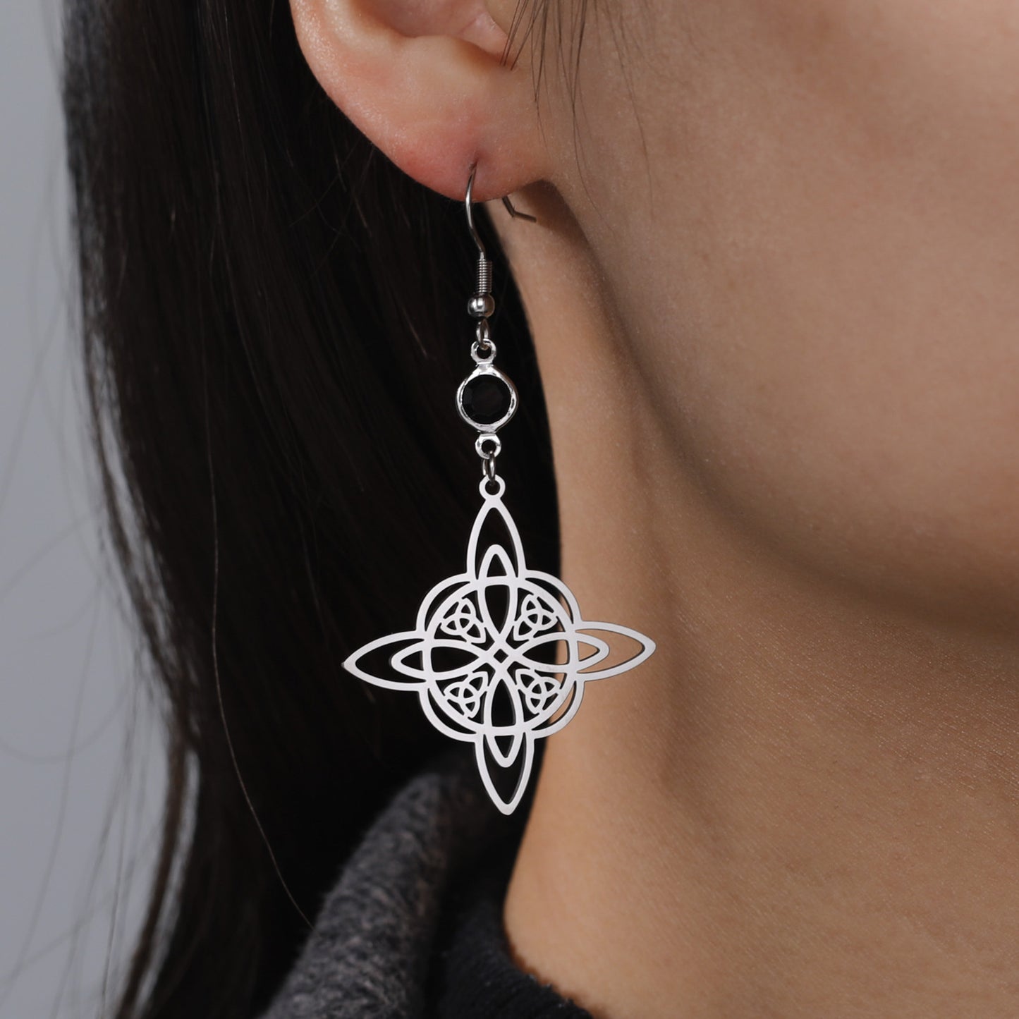 Black Crystal Knot Earrings