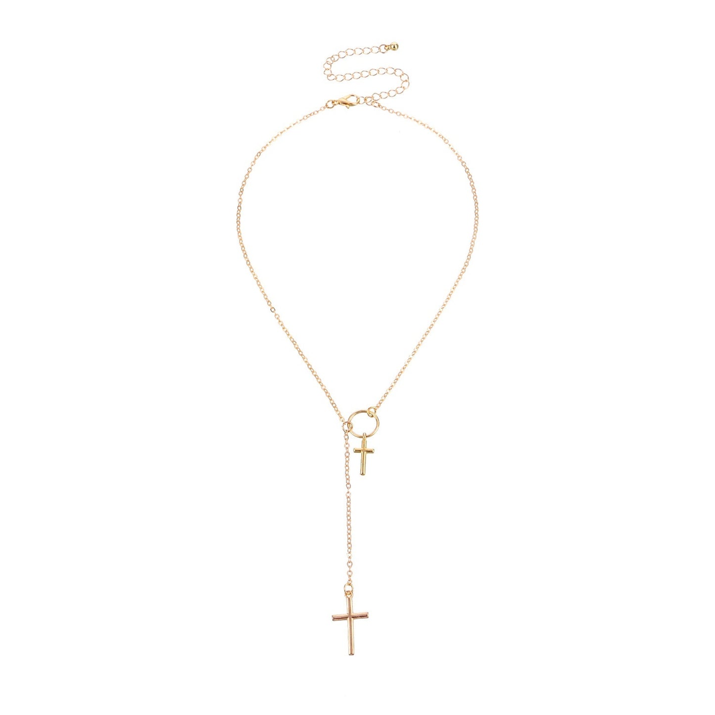Elegant Double Layer Cross Necklace