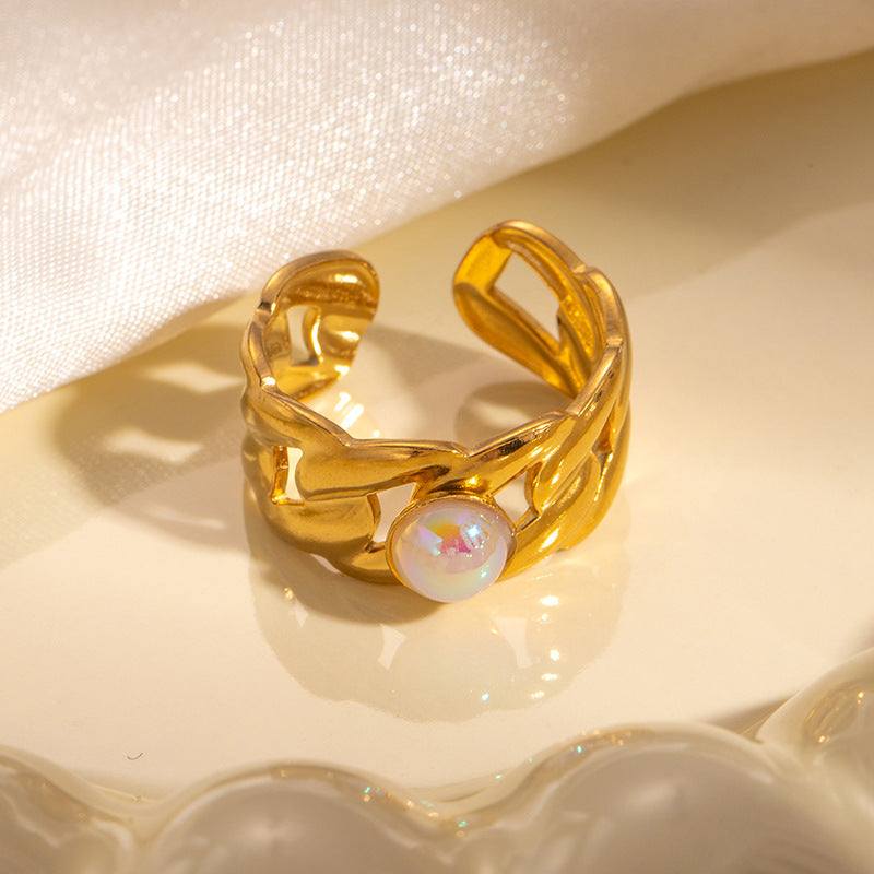 Elegant Titanium Gold Plated Ring