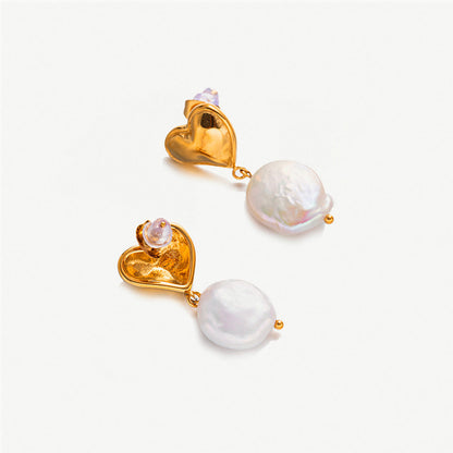 Heart Baroque Pearl Earrings