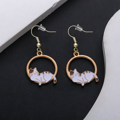 Whimsical Cat Earrings in Gold