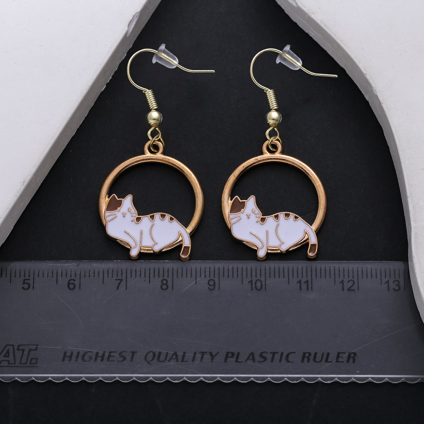 Whimsical Cat Earrings in Gold