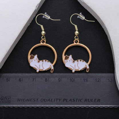Whimsical Cat Earrings in Gold