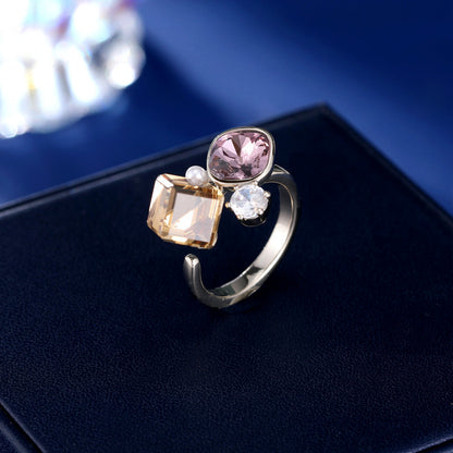 Geometric Pearl Zircon Ring
