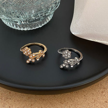 Diamond Flower Leaves Ring