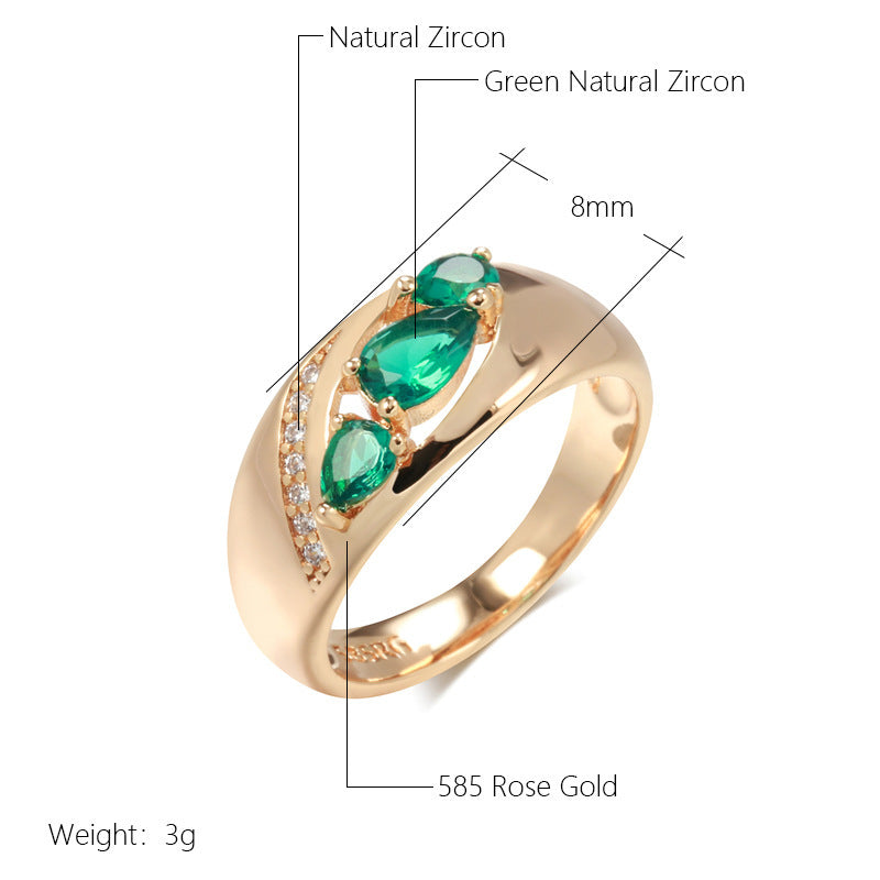 Rose Gold Green Zircon Ring