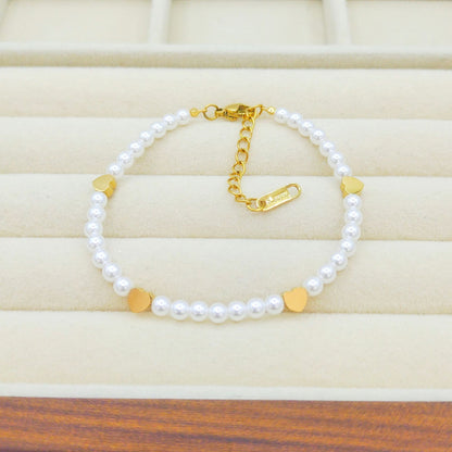Elegant Heart Pearl Bracelet