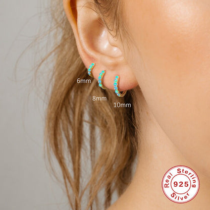 Opal Diamond Silver Earrings