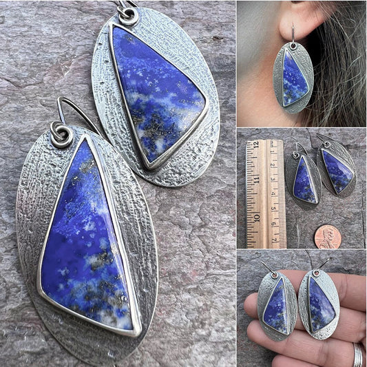 Geometric Navy Blue Enamel Earrings