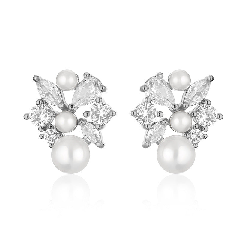 Elegant Diamond Pearl Earrings